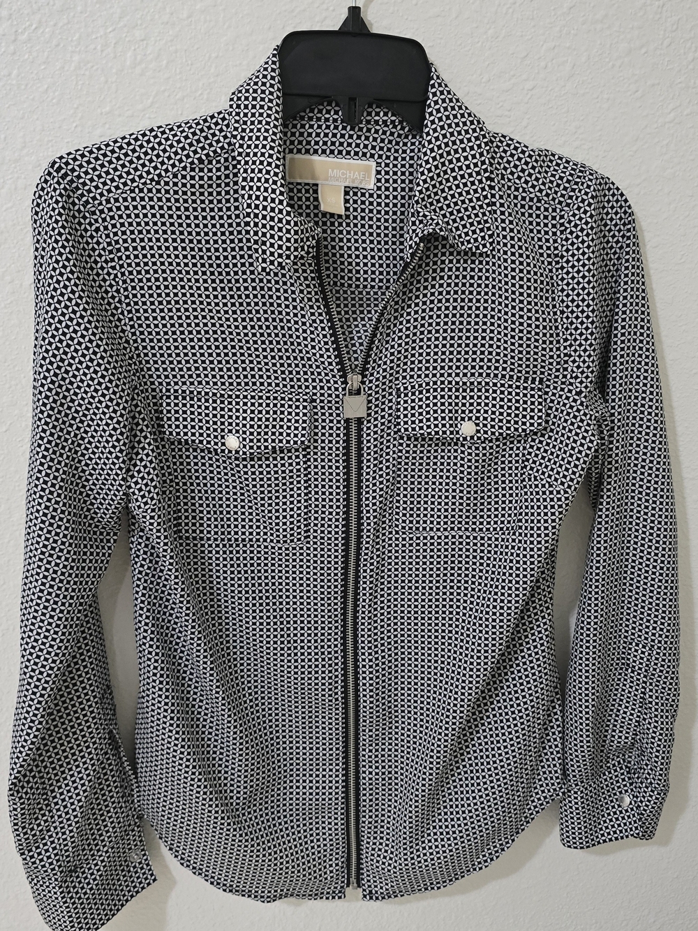 MICHAEL Michael Kors Black and White Printed Zip-Front